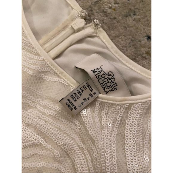 Belle Badgley Mishka Shift Sequin Ivory Sheath Swirly Dress, Size 2, MSRP $179 - Picture 4 of 13